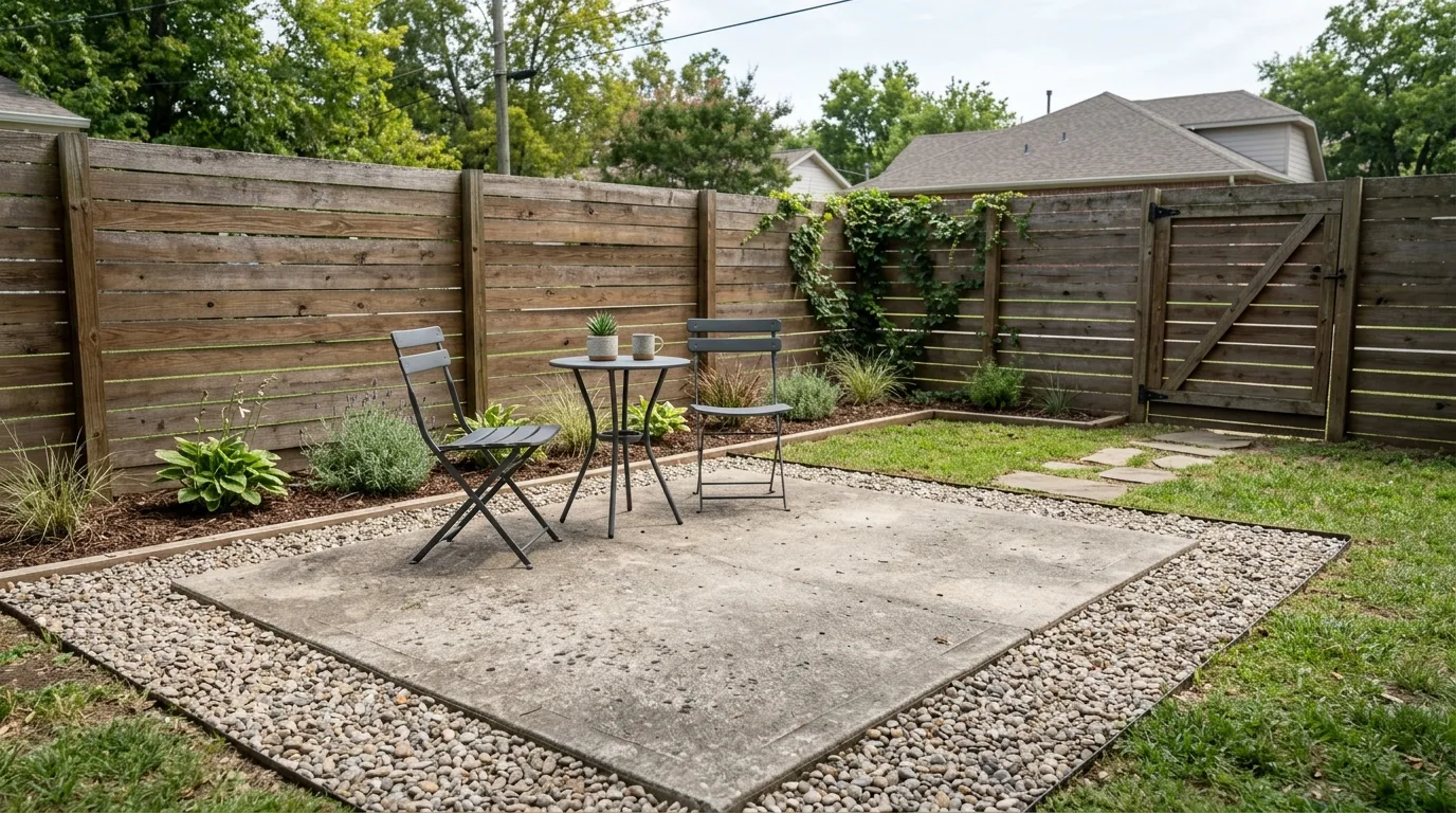 Concrete Patio with Gravel Edges